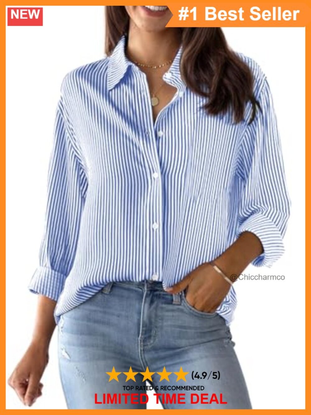 Cotton Long Sleeve Button Down Shirt Women Collared Work Blouse